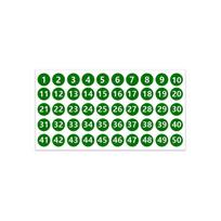 Atsparūs vandeniui lipnūs skaičių lipdukai 1-200 drabužiams, avalynei ir kojinėms žymėti Green; 2.54CM (1~50)