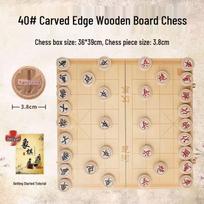 Portable Foldable Solid Wood Chinese Chess Set with Board white