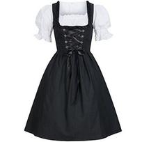 Elegantiškas juodas Oktoberfest kostiumas su unikaliu pūstų rankovių dizainu moterų madoje M white