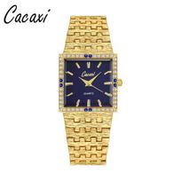 Cacaxi Vintage Square Watch Ladies Fashion Green Diamond Watch beige