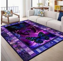 Tamsiai violetinės spalvos drugelių rašto kilimas medžio rašto akmens drugelio vidaus kilimas virtuvei, svetainei, miegamajam, valgomajam 50x80cm black