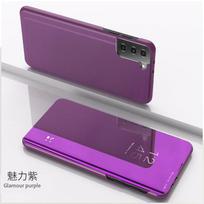 „Samsung Galaxy S21 Case Smart Mirror“ odinis atverčiamas stovas telefono dangtelis, skirtas S20 S 21 FE S21 Plus S21Ultra S21 + „Clear View“ dėklai For Galaxy S21 Plus violetinė