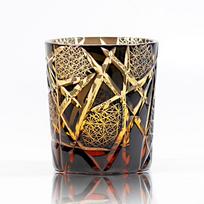Edo Kiriko rankų darbo krištolinis viskio stiklinaičių rinkinys - Elegantiškas alkoholinių gėrimų dovanų rinkinys Set of Handcrafted Whiskey Glasses black