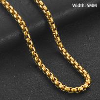 2/3/4/5mm Gold Plated Stainless Steel Square Box Chain Rolo Necklace Metal Jewelry for Women and Men Choker 14 - 40 inches 35cm  14inch black