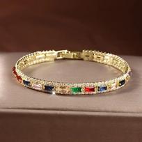 14K Gold Plated Women’s Tennis Bracelet – Sleek CZ Line Bracelet – Sparkly Everyday Jewelry Gift, Contemporary Tennis Bracelets įvairiaspalvis