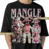 MANGLE FUNTIME FOXY FNaF Shirt, Five Nights At Freddy's Custom T-Shirt, FNaF Vintage Bootleg Merch, Mangle Five Night At Freddys Bootleg Tee 100 gray