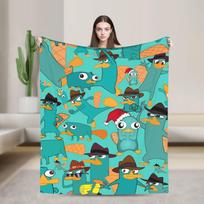 Platypus Perry Flanelinis pledas Žieminis Šiltas Minkštas Lovos Pledas Sofos Pledas Gatvės Tendencija Lovatiesė Sofos Lovos Užvalkalas 75x90cm blue