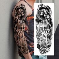 1 lapas Toteminis Liūtas Tigras Vilkas Laikinos Tatuiruotės Pilna Rankos Rankovė Moterims Vyrams Realistiški Netikri Gyvūnai Tatuiruotės Lipdukas Atsparus Vandeniui China Mainland