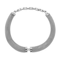 Elegant French Style Diamond Clavicle Necklace Mesh Choker with Patchwork Chain gray