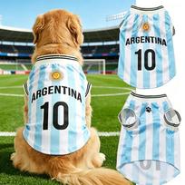 Argentina #10 Pet Dog/Cat Football Jersey, Striped With English Numbers & Letters Print, Ribbed Cuffs & Hem, Pet Vest For Breeds L balta