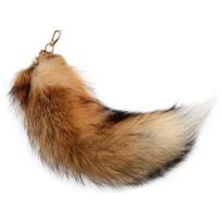 Dirbtinės lapės uodegos raktų pakabukas pakabukas rankų darbo dirbtinio kailio uodega Cosplay Renesanso kailinė uodega rankinės aksesuaras 40cm G beige