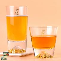 Fuji Fuji Rocks Glass Fuji Tumbler Glass Pair Set Set of 2 Edo Glass Fuji Whiskey Glass Beer Glass Beer Glass Views of Fuji Postcard Included [Mt. orange