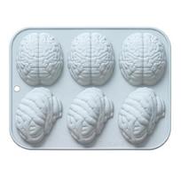6 Cavity Brains Shape Silicone Mold Fondant Chocolate Mold Mousse Fondant Ice Cube Mold for Cake Decorating Nonstick 1 mėlyna