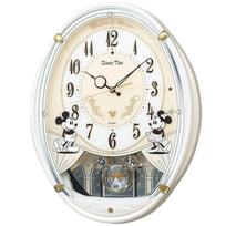 Seiko laikrodis FW579W Disney Time personažai Pelėnas Mikis ir Pelėda Mini Analoginis sieninis laikrodis su 6 baltomis ir perlamutrinėmis radijo bangomis valdomomis melodijomis, white
