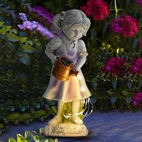 Solar Energy Lamp Outdoor Resin Crafts Decoration Little Girl Water Bottle LED Lamp Garden Courtyard Decoration Lamp gray