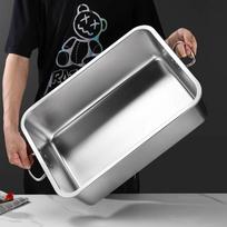 Commercial Deep Stainless Steel Food Pan with Handles white