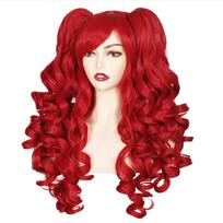 HAIRJOY Moteriški sintetiniai plaukai, ilgi, banguoti, Cosplay perukas, Helovino perukai vakarėliui su 2 kasytėmis 24inches brown