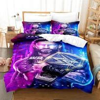 3D Print Wrestler Roman Reigns Bedding Set,WWE Duvet Cover Pillowcase,Quilt cover Queen King Sizeboys Adult 135x200cm 2pcs blue