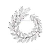 of Fashionable Zircon Leaf Brooches, High-end Olive Branch Corsages, Korean Personalized Pins, and Clothing sidabras