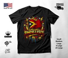 Timor-Leste Flag Graffiti Graphic T-Shirt Black Unisex S-2XL 110 black