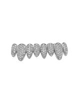 European & American Hip Hop Irregular Zirconia Grillz for Upper & Lower Teeth gray
