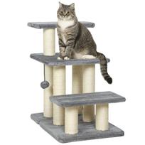 Dog and Cat Ladder with 3 Plush Steps and Sisal Scratching Posts, 10 kg Capacity, Grey