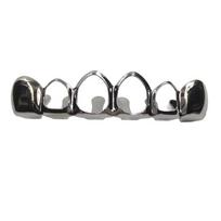 Hollow Top Bottom Grillz Hip Hop Cosplay Costume Rapper Accessory Teeth Decoration Suitable For Halloween Parties Hip-hop Concerts Birthday Gifts black (upper teeth) gray