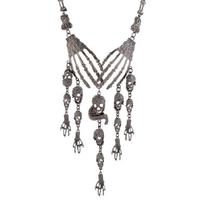 Gothic Multilayer Skull Bone Choker Statement Bib Collar Necklace Jewelry Party juoda