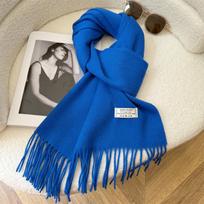 100% grynos vilnos moteriškas žiemos vienspalvis šalis skara - Madingas korėjietiško stiliaus šiltas kaklo movas 180*30 cm, 100% Pure Wool karališkos mėlynos spalvos