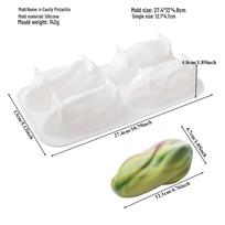 Pekano, pistacijų, žemės riešutų, graikinių riešutų, kavos pupelių silikoninė forma prancūziškų riešutų tortui, desertui 4-cavity large white pistachio (142g) white