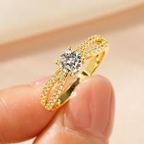 Women's Round Diamond Band Ring - Light Luxury Fashion, Exclusive & Hot-Selling US size 10 beige