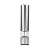 1Pcs Stainless Steel Automatic Spice Mill With Led Indicator Light Battery‑Powered Salt And Pepper Grinder For Home Kitchen A1 gray
