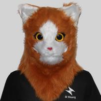 Whimsical Open Mouth Cat Mask In Various Colors For Halloween And Festivals Yellow White gray