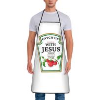 Pasivyk Jėzų Ketchup Atsparus Aliejui Prijuostė Madinga Poliesterio Juokinga Krikščioniška Namų Ūkio Suaugusiųjų Moterų Vyrų Iškylos Aksesuarai 38x47cm white