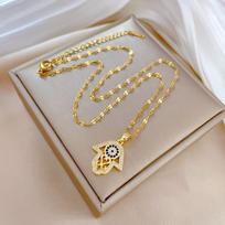 Palm Eyes Light Luxury Banquet Wedding Necklace Women'S Versatile Collarbone Chain Titanium Steel Chain gray
