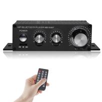 100W stereo garso stiprintuvas su USB ir žemais dažniais namams ir automobilio radijui. Komplekte yra japoniška instrukcija ir nuotolinio valdymo pultelis. Didelės galios Bluetooth, atkūrimas, Hi-Fi gray