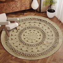 Apvalus džiuto pynimo kilimas svetainei: Kėdės arba kavos staliuko kilimėlis rudeniui ir žiemai Diameter 80 cm black