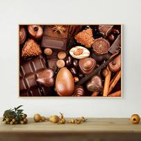 Šokoladiniai Choco Saldainiai Drobės Tapyba Riekalų Plakatai ir Spaudiniai Sienos Menas Desertinei Parduotuvei Kavinės Sienų Dekoras Svetainės Dekoras 40x60cm No Fram brown