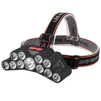 Lauko LED priekinis žibintas 11 LEDs USB įkraunamas naktinis priekinis žibintas, atsparus vandeniui sportiniam stovyklavimui ir žygiams avarinis apšvietimas juoda