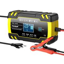 12V/8A 24V/4A Visiškai automatinis automobilio akumuliatoriaus įkroviklis Impulsinis remontas FOXSUR Automobilis Motoras Sunkvežimis AGM Švino rūgšties LCD ekranas Automatinis akumuliatoriaus įkrovimas FBC122408D geltona