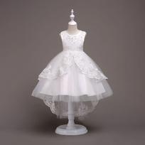 Popular Children's Clothing Children's Princess Dress High-end Girls Embroidered Tail Dress Flower Girl Wedding Dress 110cm balta