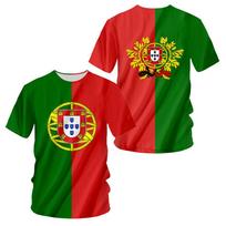 PORTUGALIJA Madingi 3D modelio vyriški, patogūs, kvėpuojantys marškinėliai, nauji laisvalaikio marškinėliai trumpomis rankovėmis apvalia kaklą, skirti pavasario vasaros vyriškiems drabužiams 3xl red
