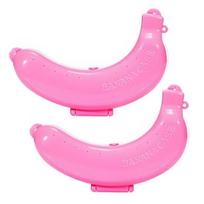 2PCS Banana Storage Box Food Grade Plastic Banana Protector 2pcs rožinė