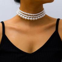 Gorgeous Multilayers Imitation Pearl Choker Necklaces for Women Jewelry Irregular Pearls Pendant Wedding Necklace 2019 brown