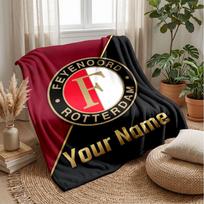 Feyenoord individualaus pavadinimo tekstilės pledas su futbolo logotipu, personalizuotas vilnos pledas, specialus dovana sofai, miegamajam, namams 100cmx150cm