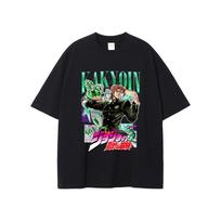 Anime JoJo Bizarre Adventure Kakyoin Graphic T-shirt Unisex Manga Vintage T Shirts Men Women Casual Cotton Short Sleeve T-shirts 3XL black