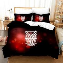 Attack On Titan AOT Anime Levi 3D NEW Duvet Cover Pillowcase Bedding Set Adult Boy Girl Bedroom Decoration Single Double Large EU Single 135*200cm/53x79in 3pcs black