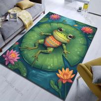 Multiple sizes Cute Frog Lily Pad Rug Pattern Carpet for Living Room Bedroom Sofa Home Decor Non-slip Floor Mat Luxury Gift 40x60cm white