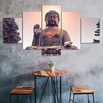 Big Buddha Statue 5 Piece Canvas Wall Art Five Panel Print Modern Art Poster Home Decor Picture Gift For Him For Her 20X35 20X45 20X55CM blue