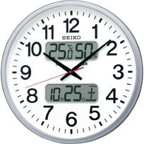 Seiko Laikrodis Sieninis Laikrodis Biuro Tipo Radijo Bangomis Analoginis Didelis Kalendorius Temperatūros Drėgmės Rodymas Sidabrinis Metalikas KX237S